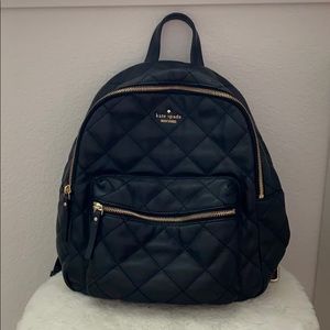 kate spade black quilted leather backpack